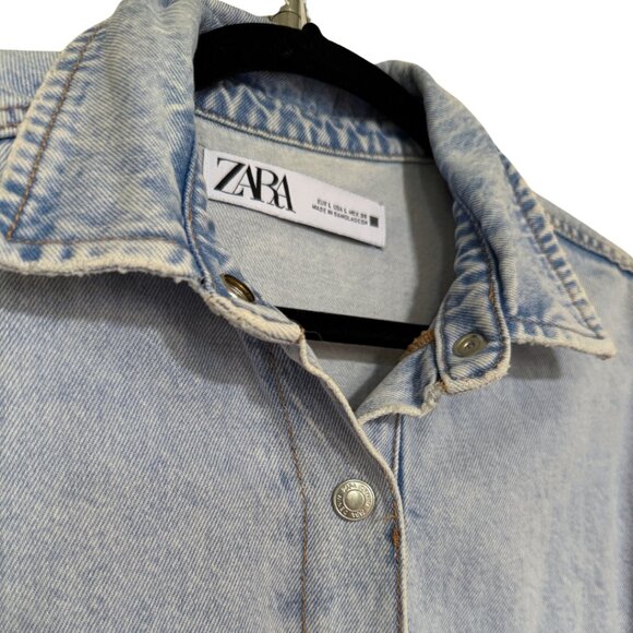 ZARA Distressed/Frayed Denim Playsuit Romper | Size L - Picture 7 of 9